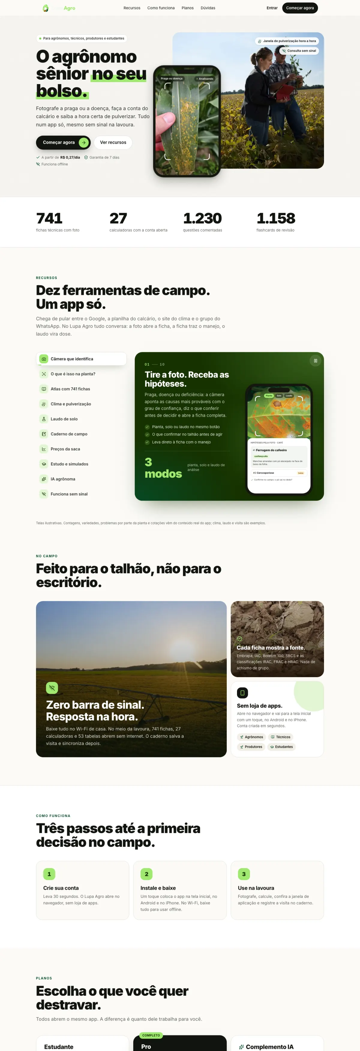Página inicial da Lupa Agro